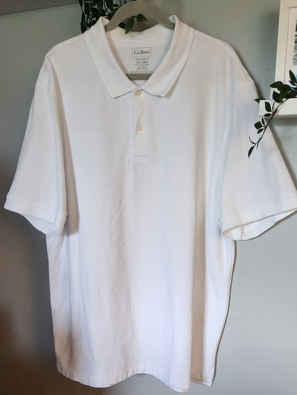 L.L. Bean Premium Double L White Short-Sleeve Polo